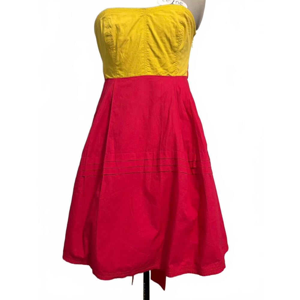Anthropologie Maeve Parading Hues Color Block Strapless Summer Dress
